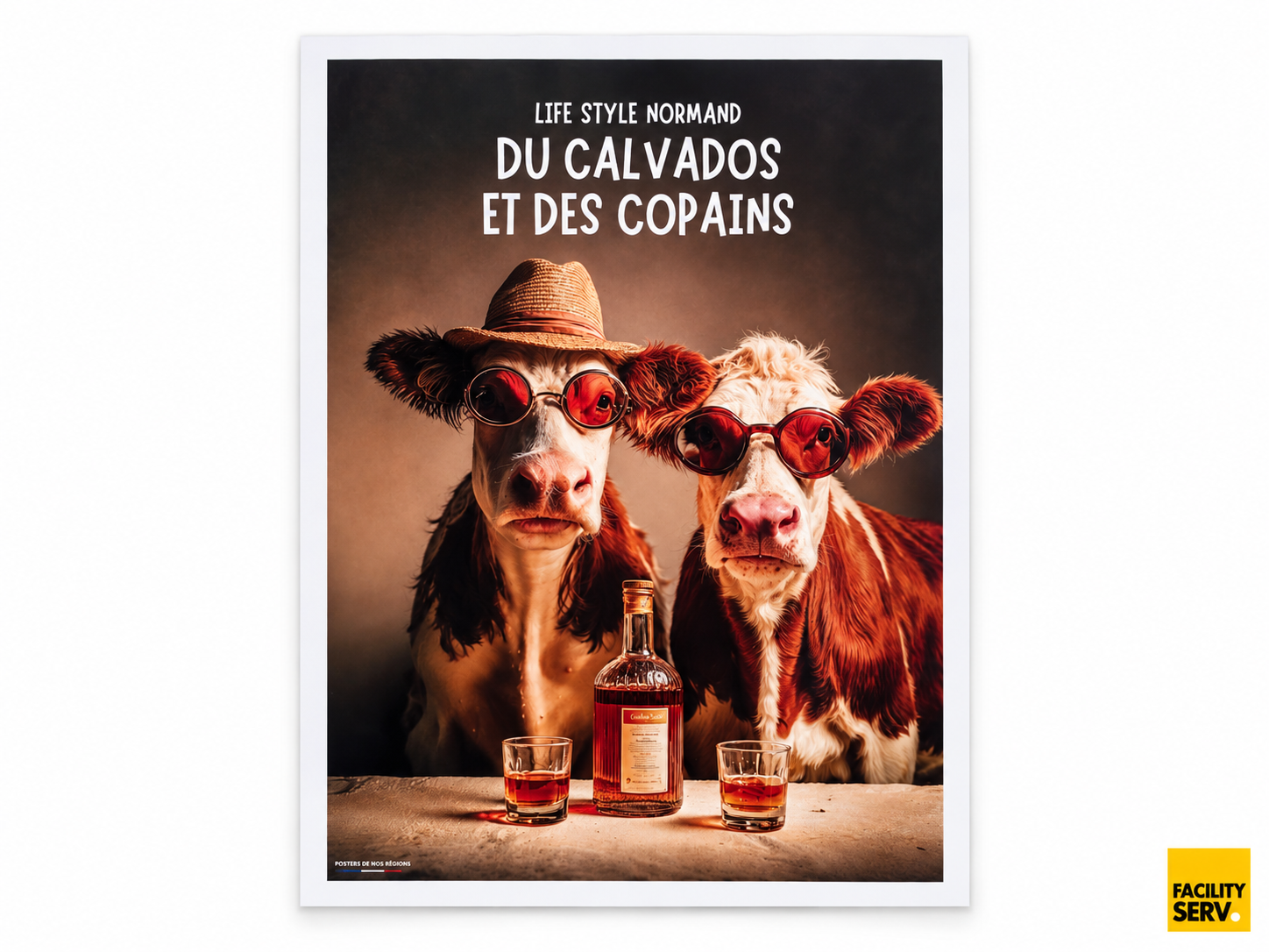 Affiche A4 — Humour normand « Du calvados et des copains »