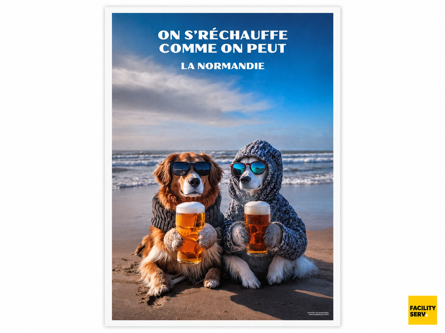 Affiche A4 — Humour normand « On s’réchauffe comme on peut — La Normandie »