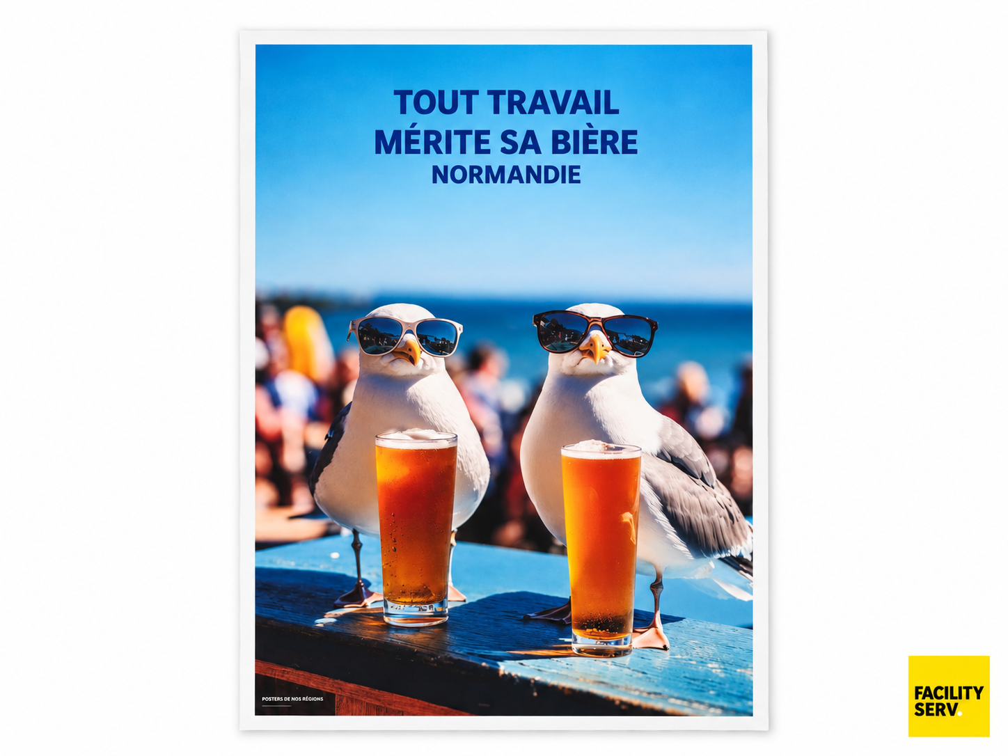 Affiche A4 — Humour normand  « Tout travail mérite sa bière — Normandie »