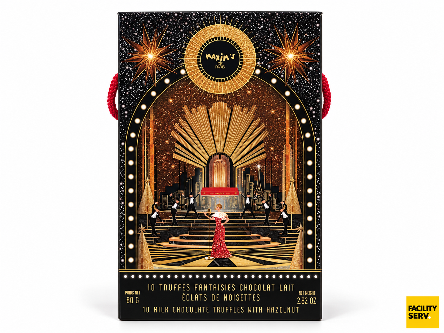 Ballotin 10 truffes fantaisies chocolat lait et éclats de noisettes – Maxim’s de Paris – 80 g