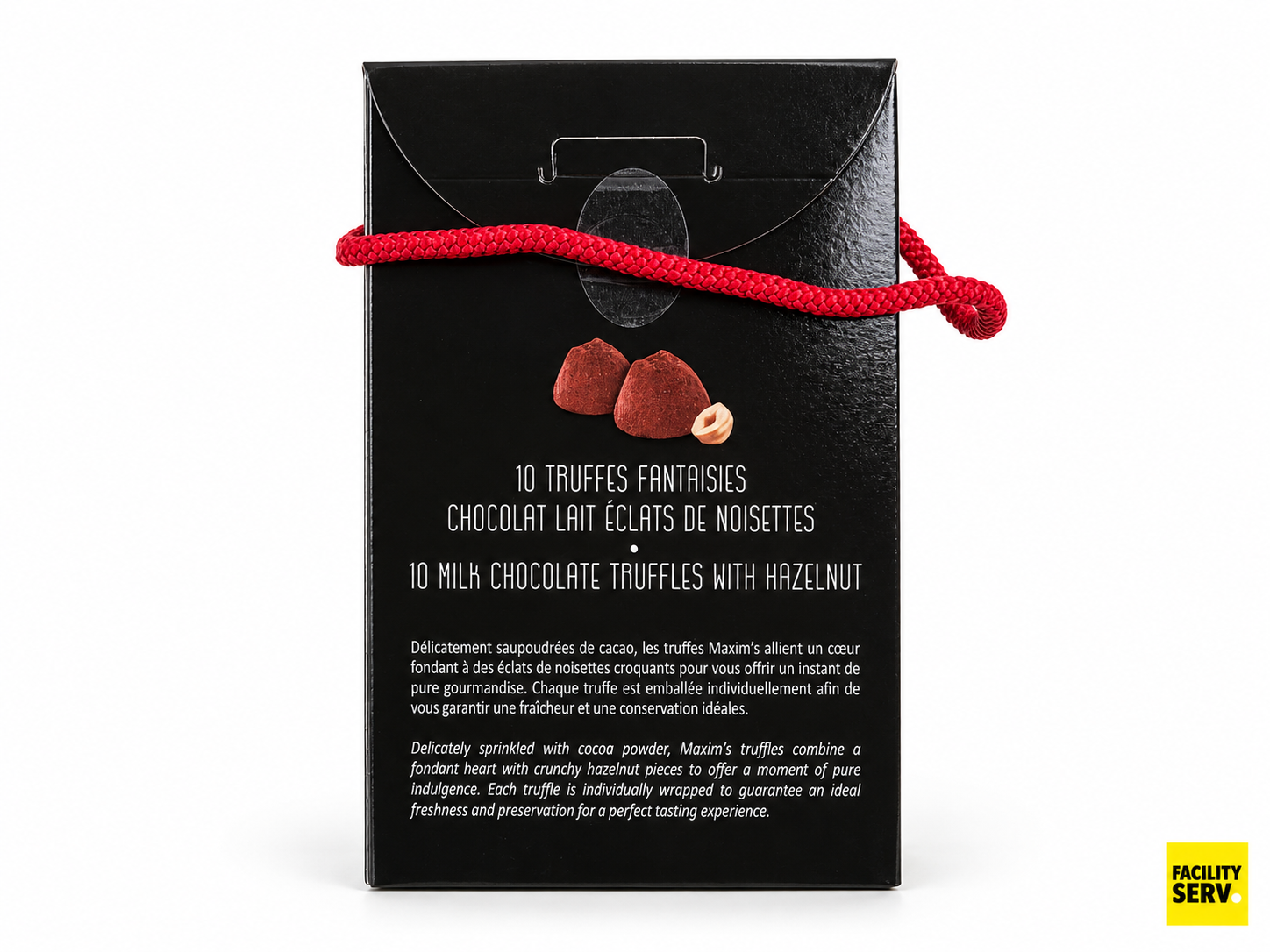 Ballotin 10 truffes fantaisies chocolat lait et éclats de noisettes – Maxim’s de Paris – 80 g