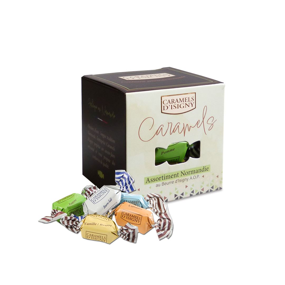 Boite Cube - Assortiment Normandie – Caramels d'Isigny – 100 g
