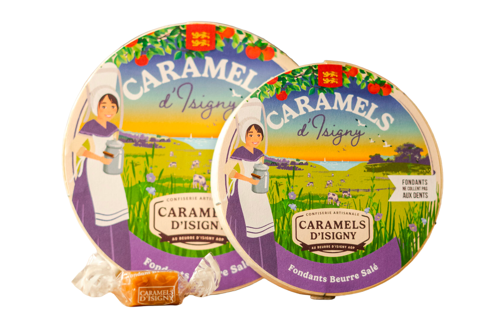 Boite ronde Caramels Fondants au Beurre Salé d’Isigny A.O.P.