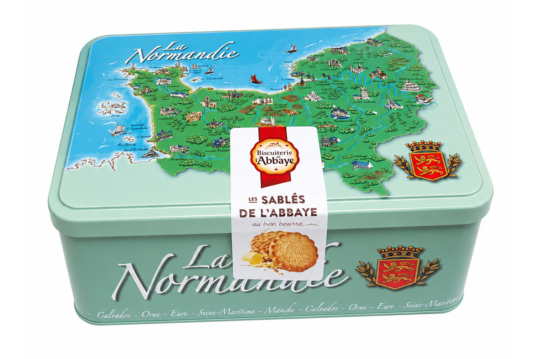 Boîte Sablés “Normandie carte” 315g – Biscuiterie de l'Abbaye