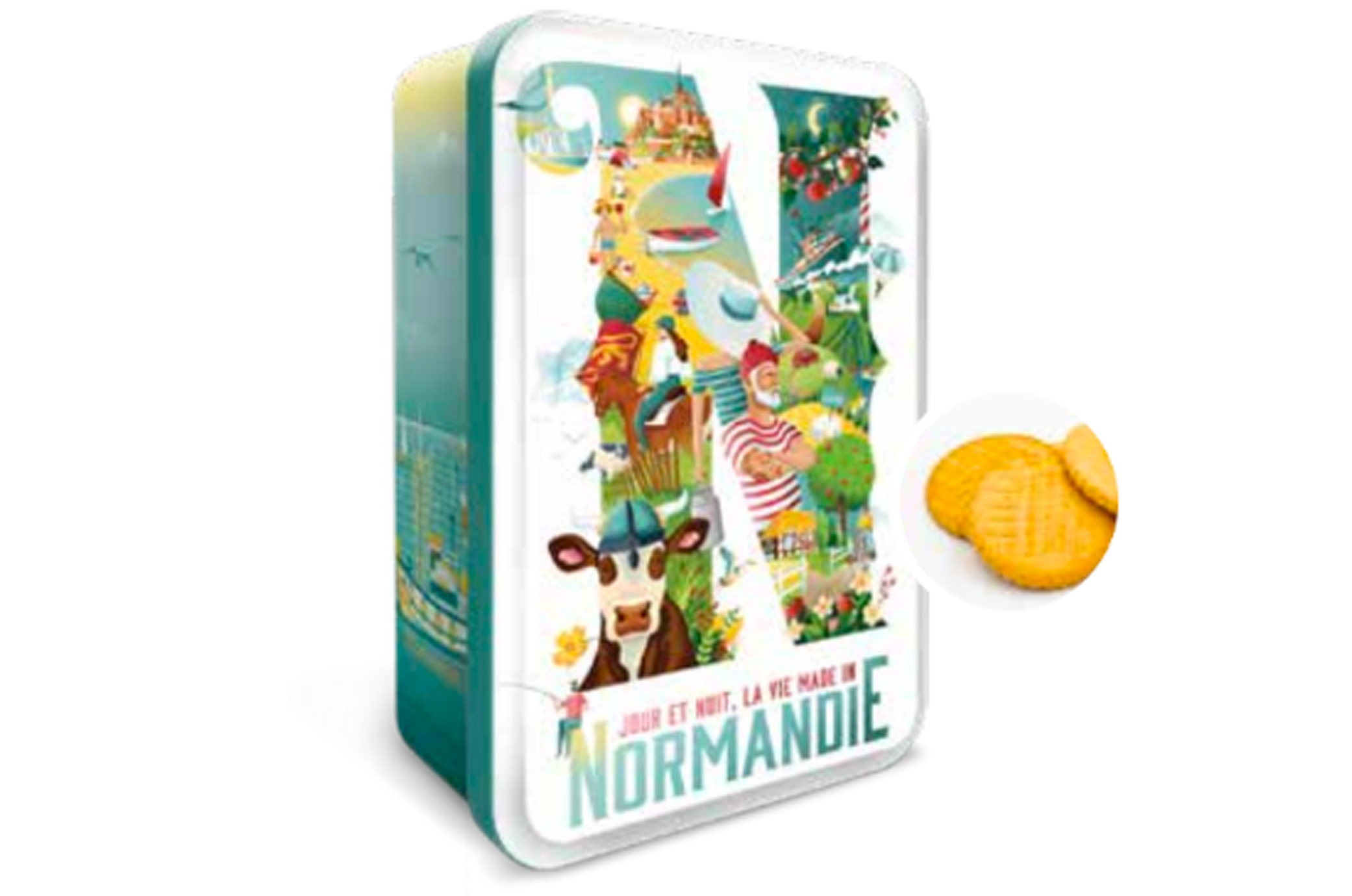 Boîte sucre illustration “Normandie” – Sablés normands – 150g