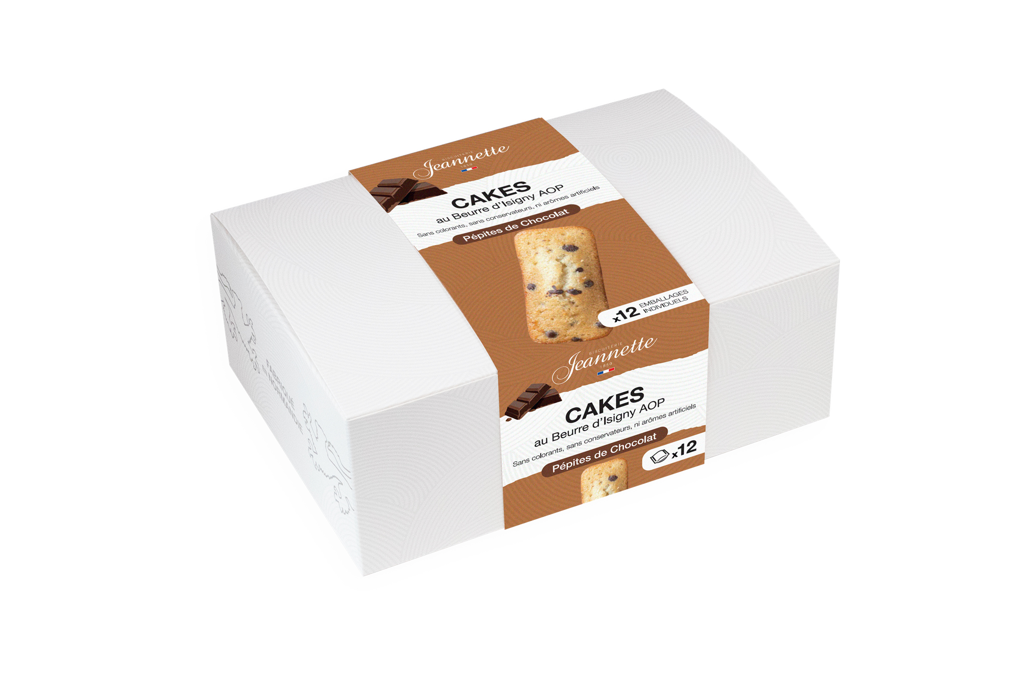 Cakes aux Pépites de Chocolat – Boîte Blanche 300g – Biscuiterie Jeannette