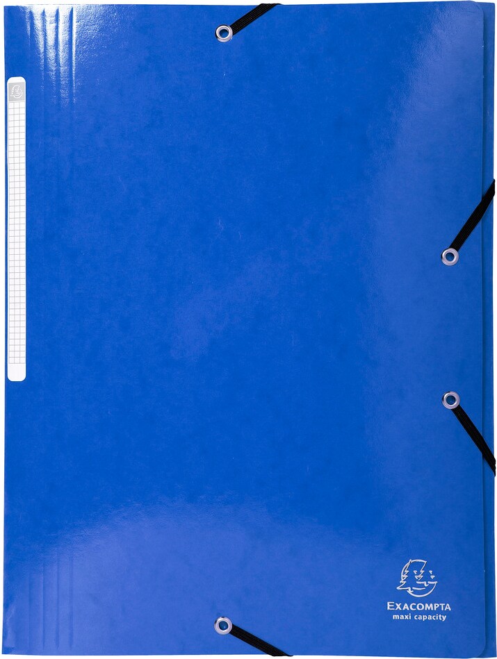 📁 Chemise à Élastiques Exacompta – 3 Rabats – Carte Lustrée – 24 × 32 cm Bleu foncé