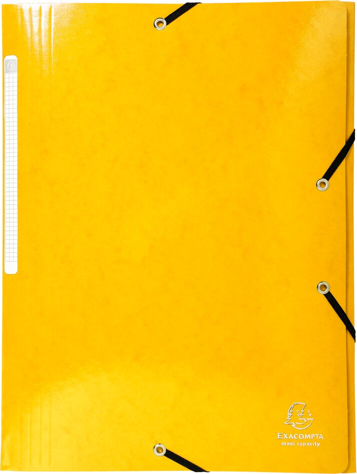 📁 Chemise à Élastiques Exacompta – 3 Rabats – Carte Lustrée – 24 × 32 cm Jaune