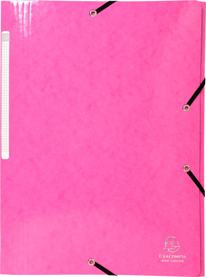📁 Chemise à Élastiques Exacompta – 3 Rabats – Carte Lustrée – 24 × 32 cm Rose
