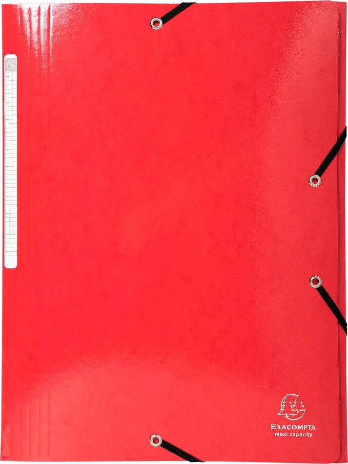 📁 Chemise à Élastiques Exacompta – 3 Rabats – Carte Lustrée – 24 × 32 cm Rouge