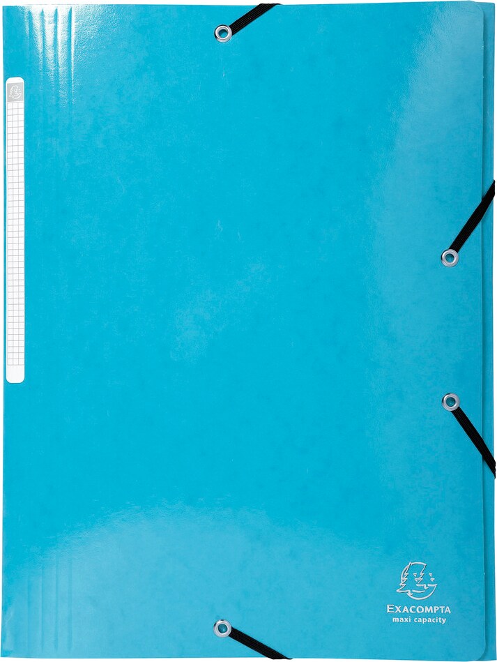 📁 Chemise à Élastiques Exacompta – 3 Rabats – Carte Lustrée – 24 × 32 cm Bleu clair