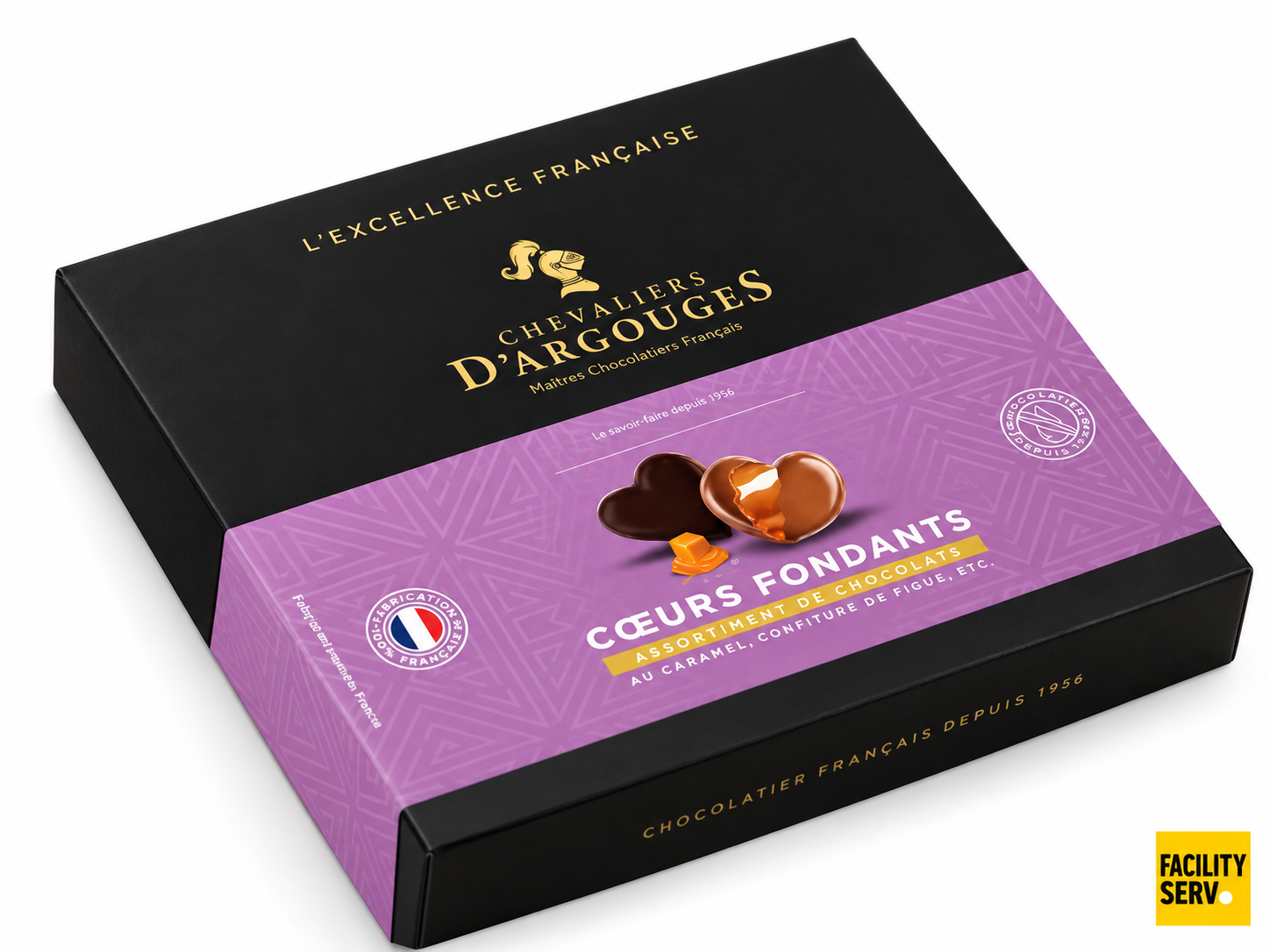 Cœurs fondants au caramel à la fleur de sel de Guérande — Chocolat noir et au lait — Chevaliers d’Argouges — 140 g