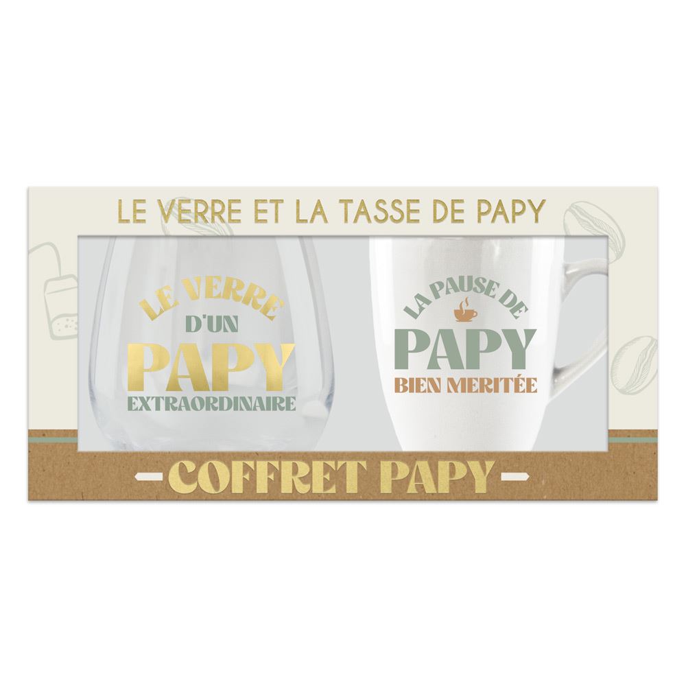 Coffret Papy – Verre et Tasse « Papy Extraordinaire »
