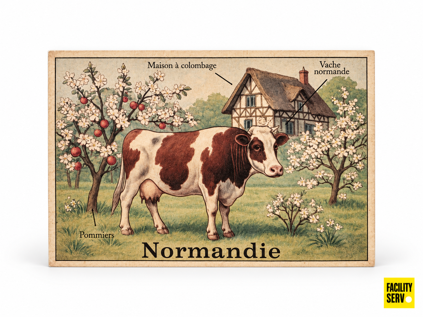 Collection de cartes postales « La Normandie » — Collection Affiches scolaires — Vache
