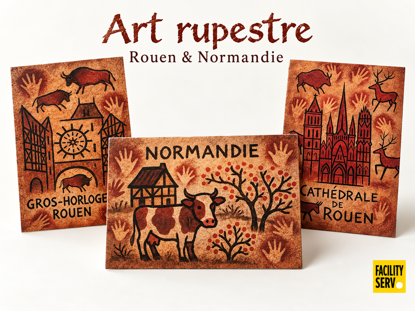 Collection de cartes postales « La Normandie » — Collection Art rupestre — 3 modèles