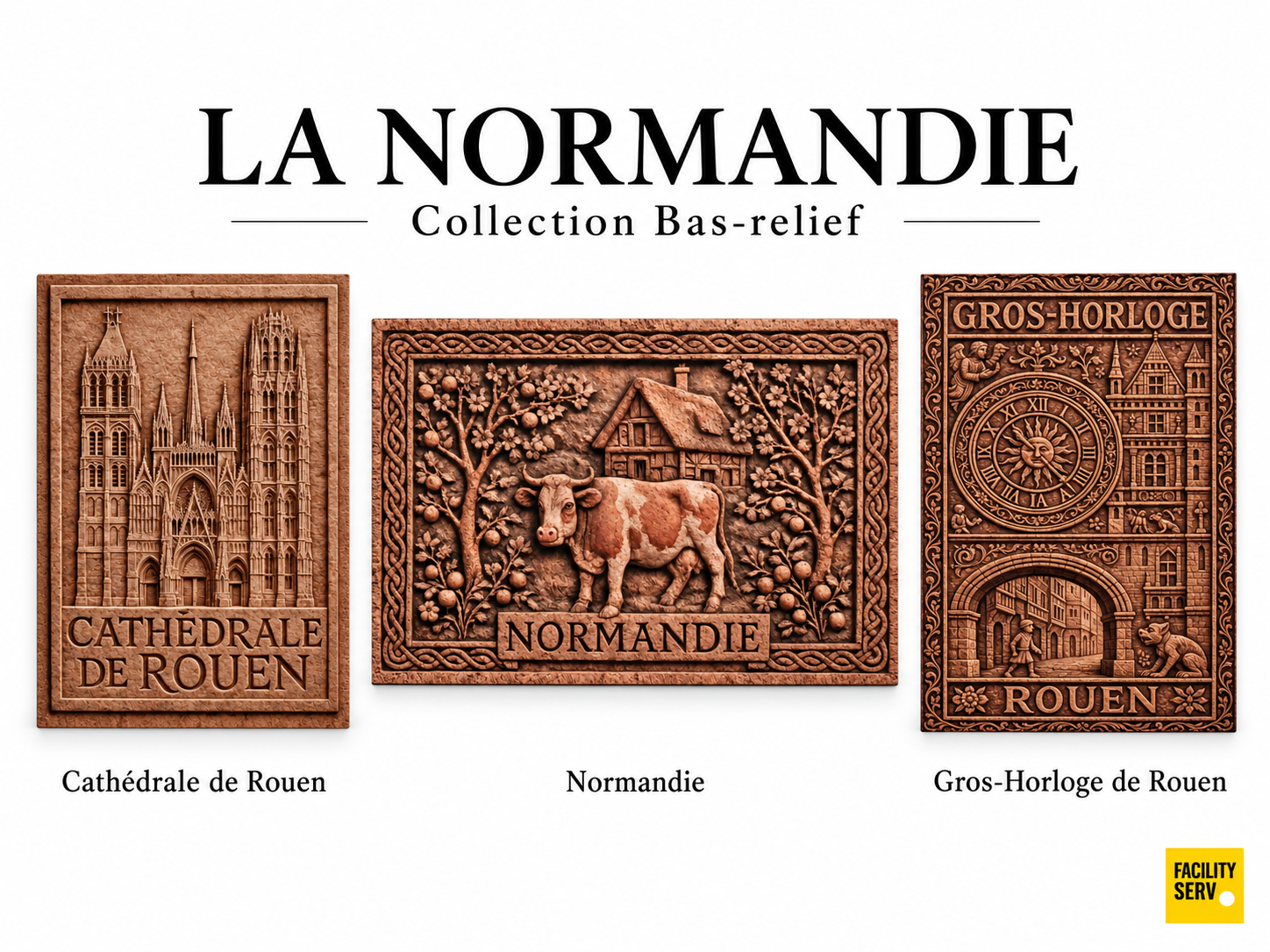 Collection de cartes postales « La Normandie » — Collection Bas-relief — 3 modèles