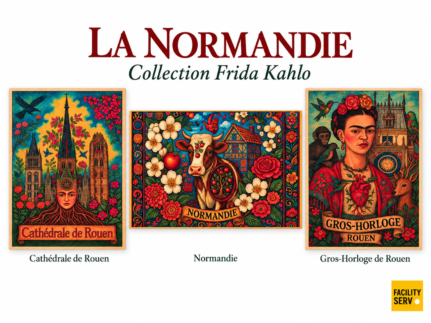 Collection de cartes postales « La Normandie » — Collection Frida Kahlo — 3 modèles
