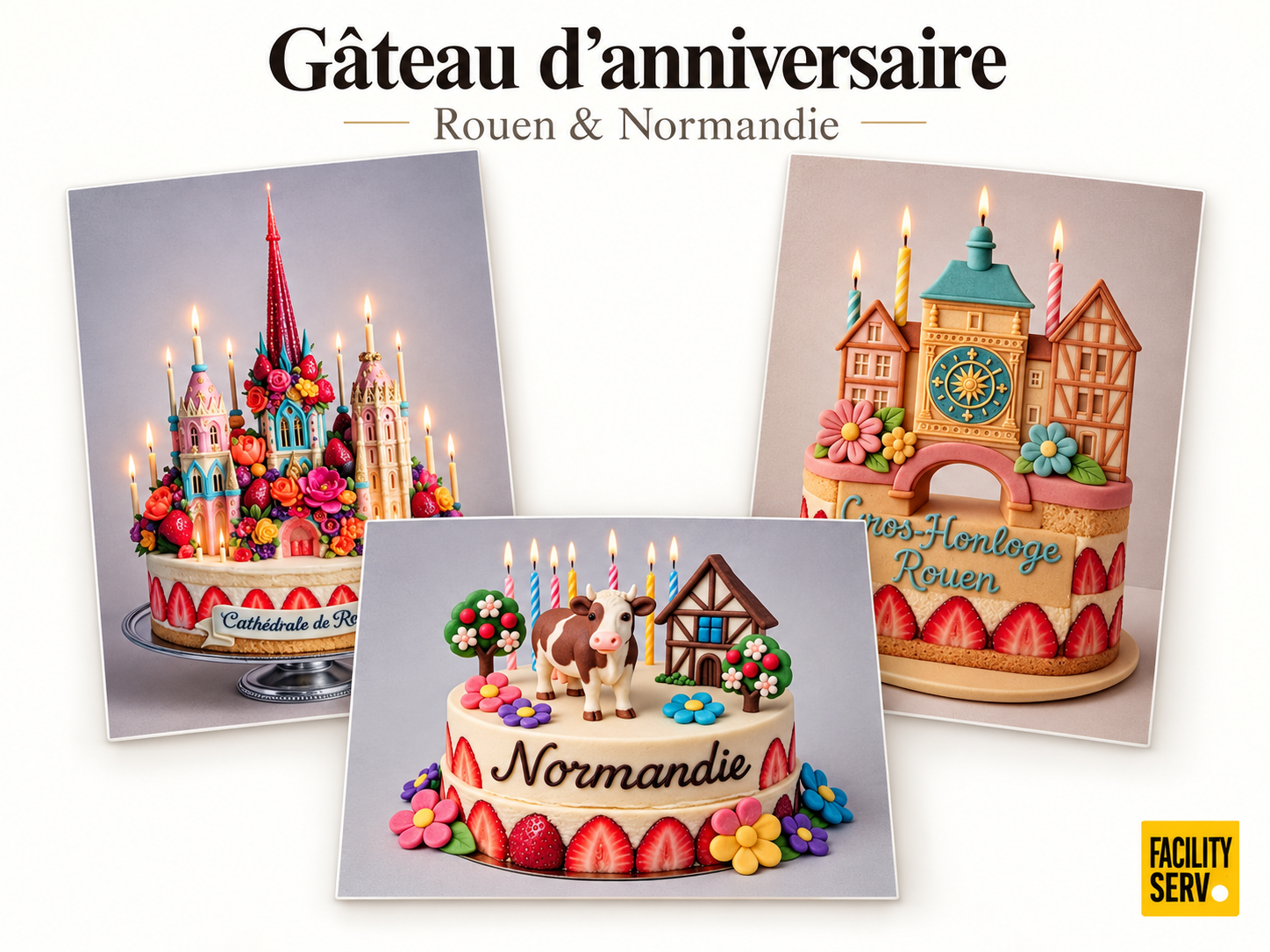 Collection de cartes postales « La Normandie » — Collection Gâteau d’anniversaire — 3 modèles