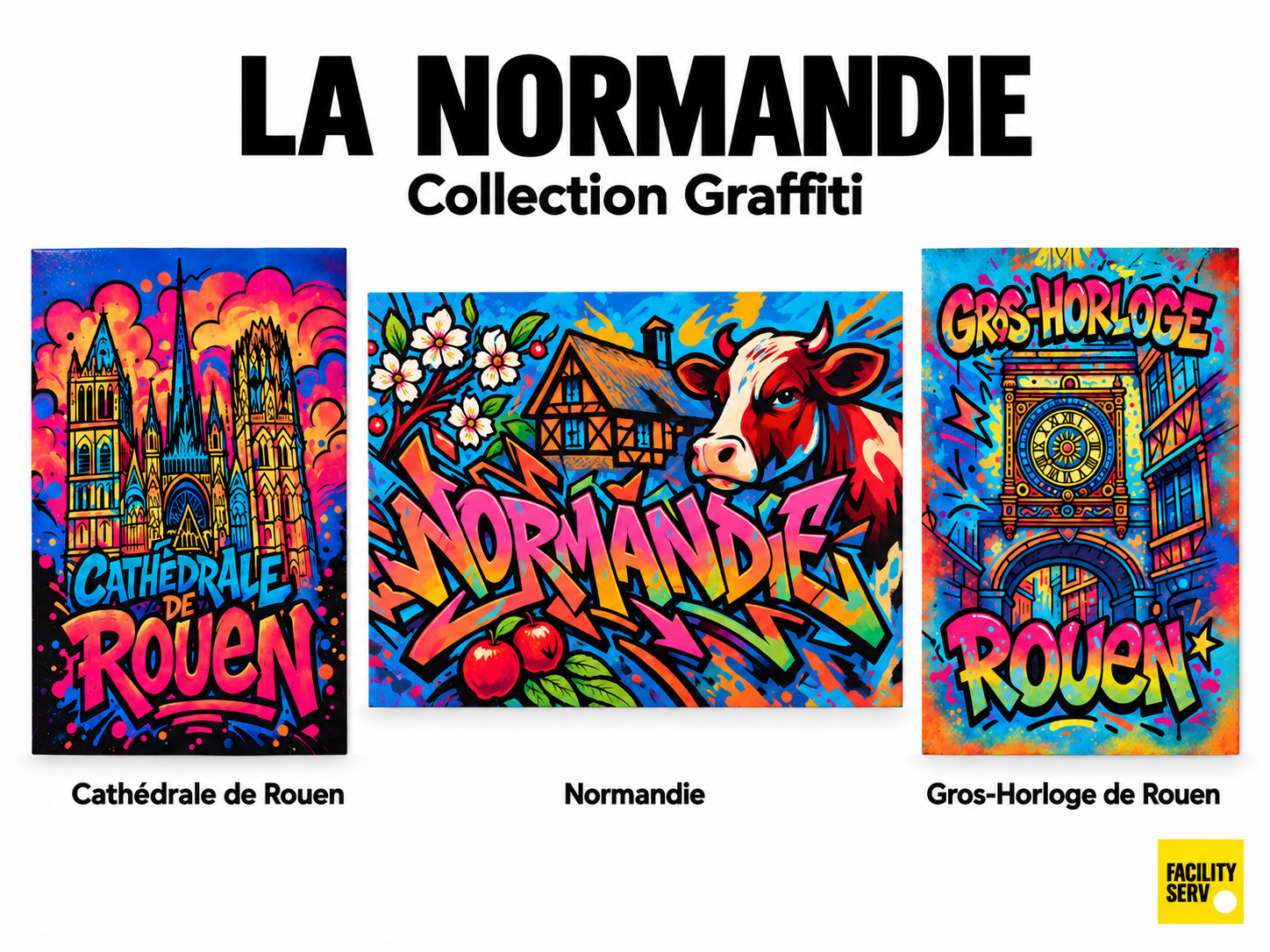 Collection de cartes postales « La Normandie » — Collection Graffiti — 3 modèles
