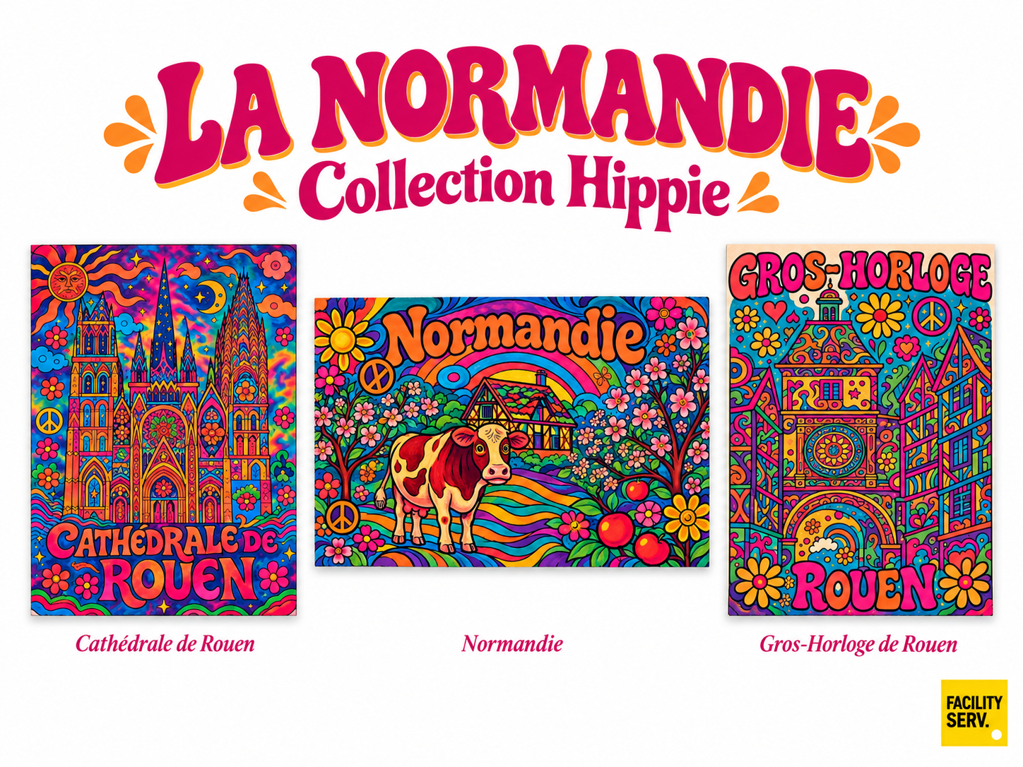 Collection de cartes postales « La Normandie » — Collection Hippie — 3 modèles