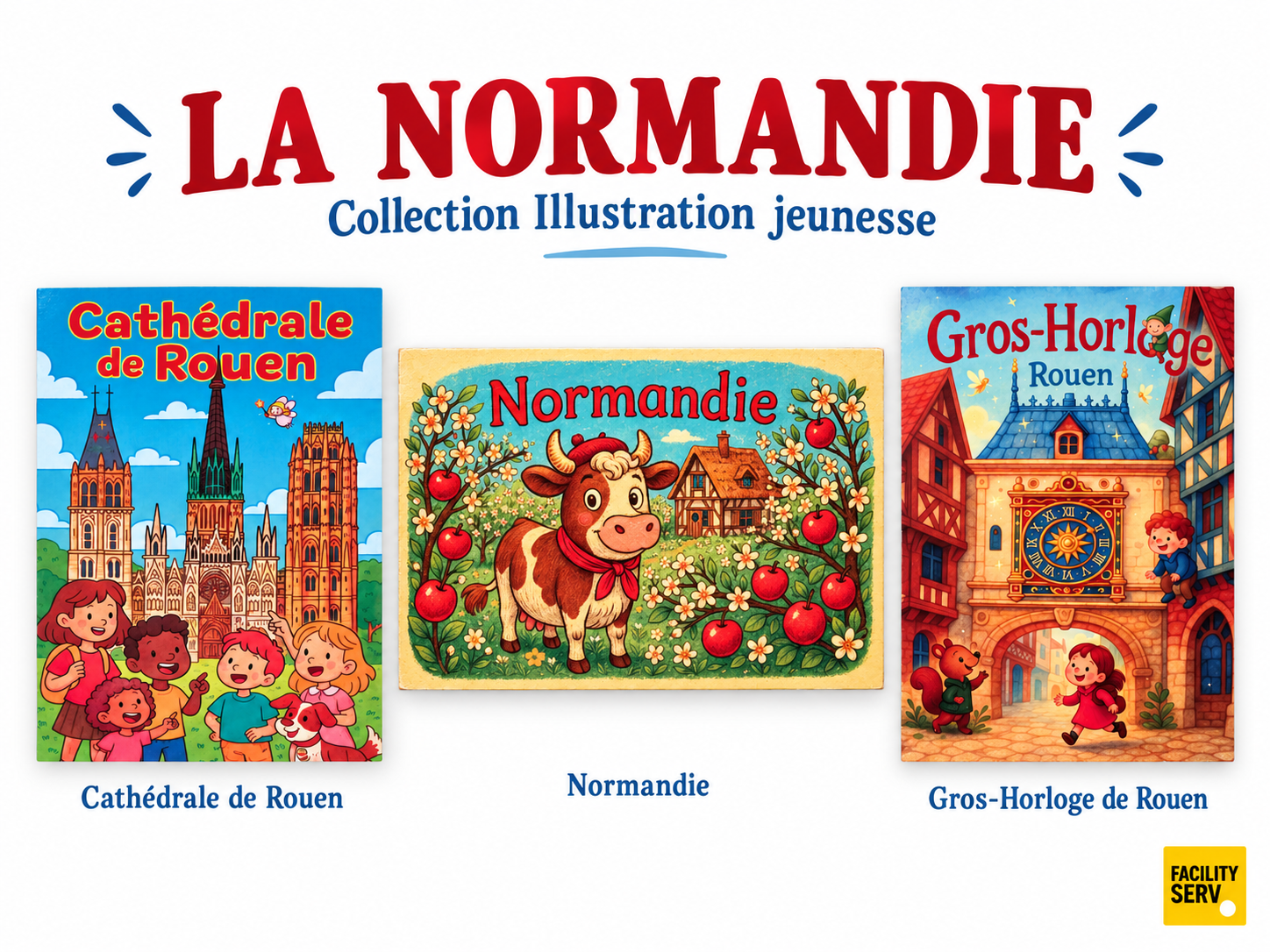 Collection de cartes postales « La Normandie » — Collection Illustration jeunesse — 3 modèles