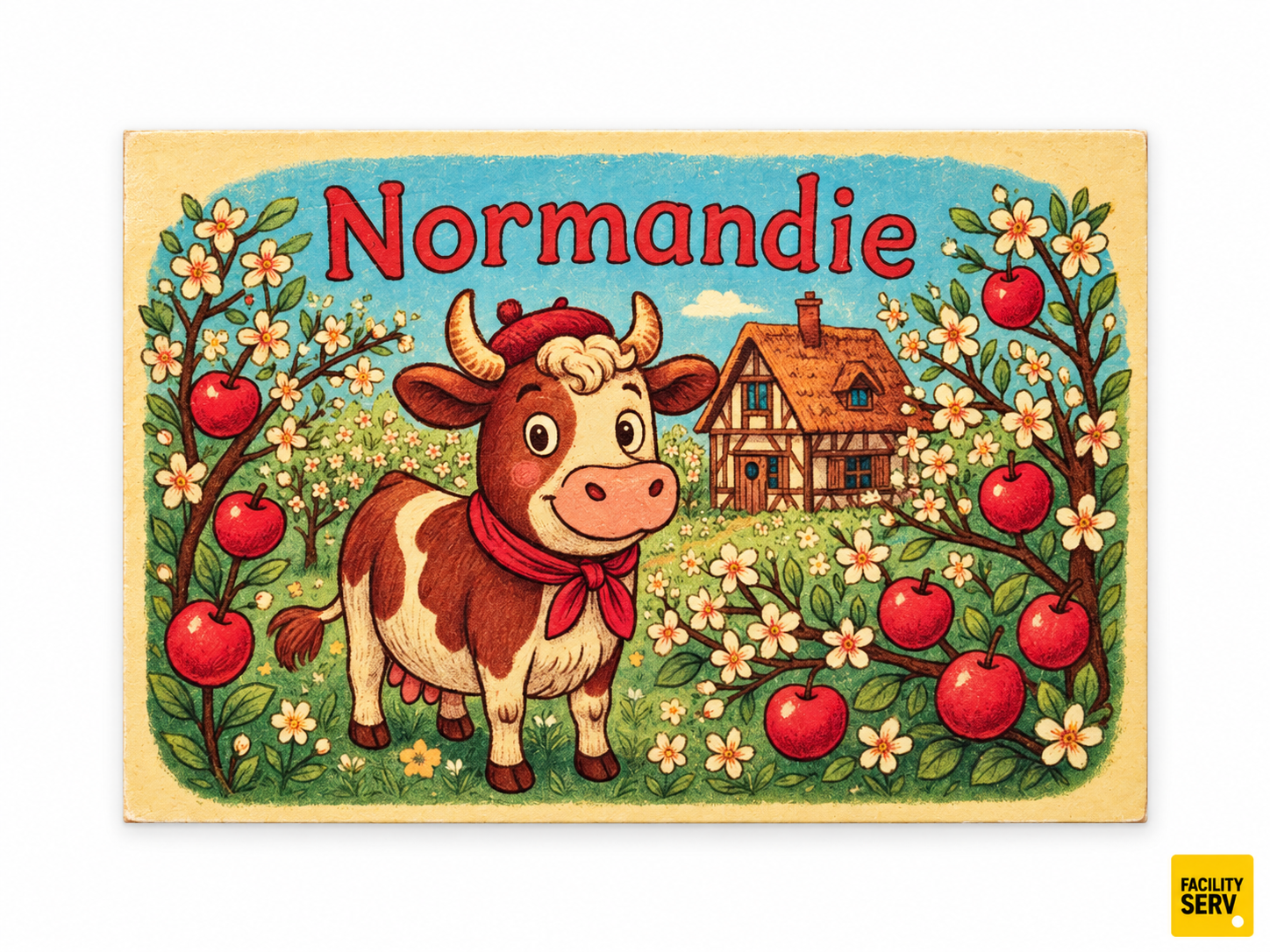 Collection de cartes postales « La Normandie » — Collection Illustration jeunesse — Vache