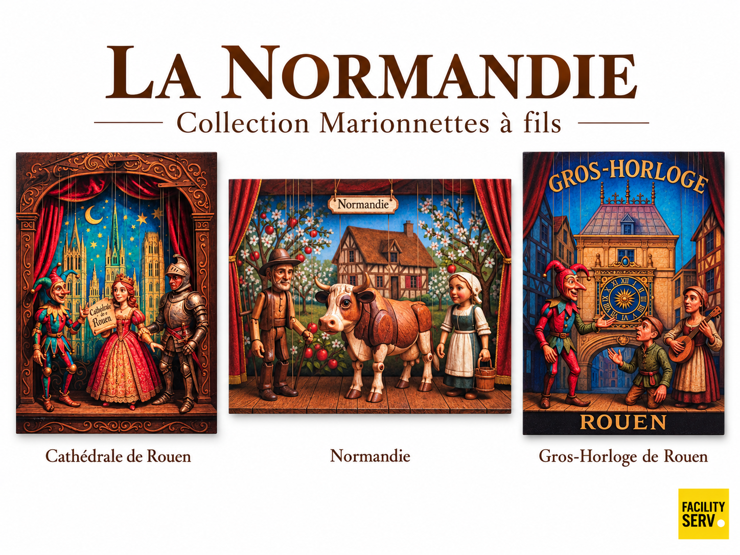 Collection de cartes postales « La Normandie » — Collection Marionnettes à fils — 3 modèles