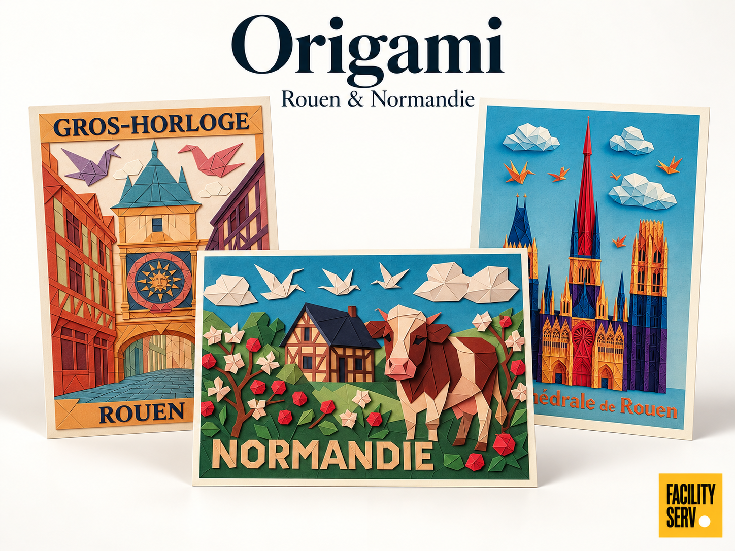 Collection de cartes postales « La Normandie » — Collection Origami — 3 modèles