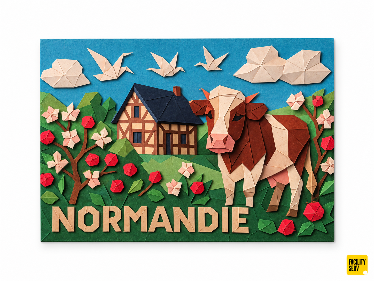 Collection de cartes postales « La Normandie » — Collection Origami — Vache