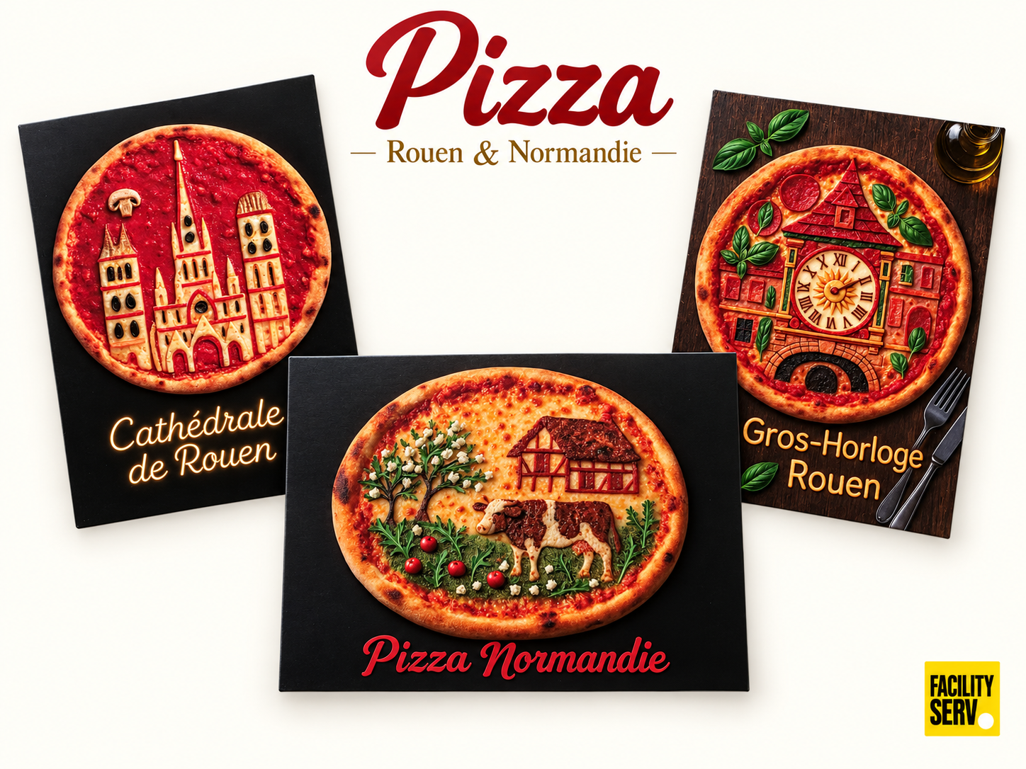 Collection de cartes postales « La Normandie » — Collection Pizza — 3 modèles