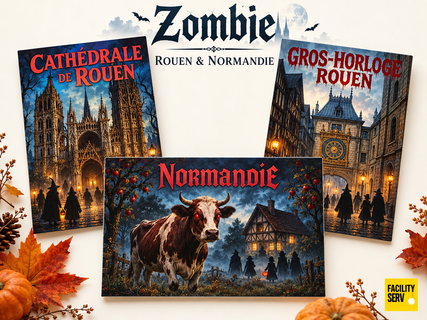 Collection de cartes postales « La Normandie » — Collection Zombie — 3 modèles