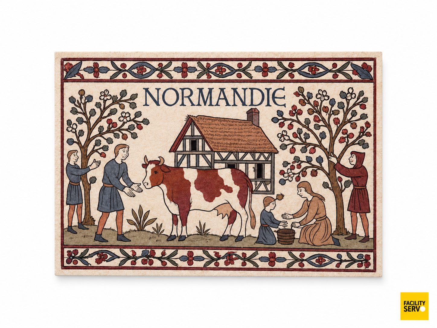 Collection de cartes postales « La Normandie » — Inspiration Tapisserie de Bayeux — Vache