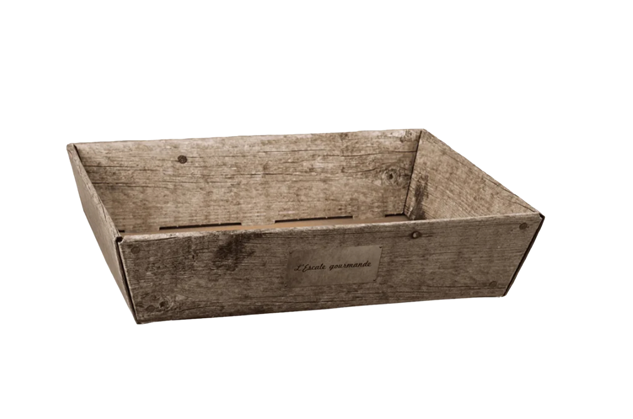 🧺🌿 Corbeille Lorraine – Imitation Bois Grisé 34 x 21 x 8 cm