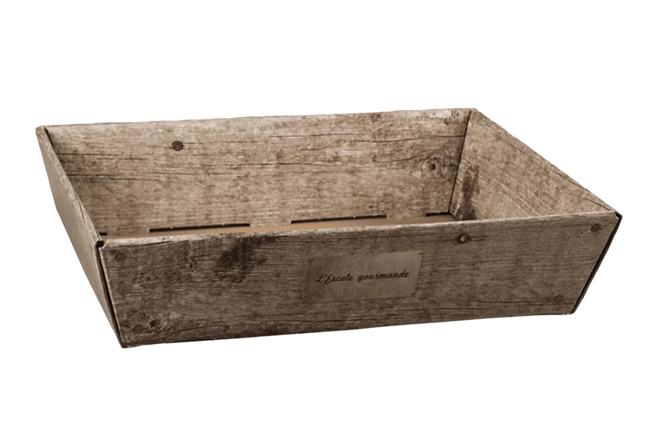 🧺🌿 Corbeille Lorraine – Imitation Bois Grisé 37 x 28 x 8 cm