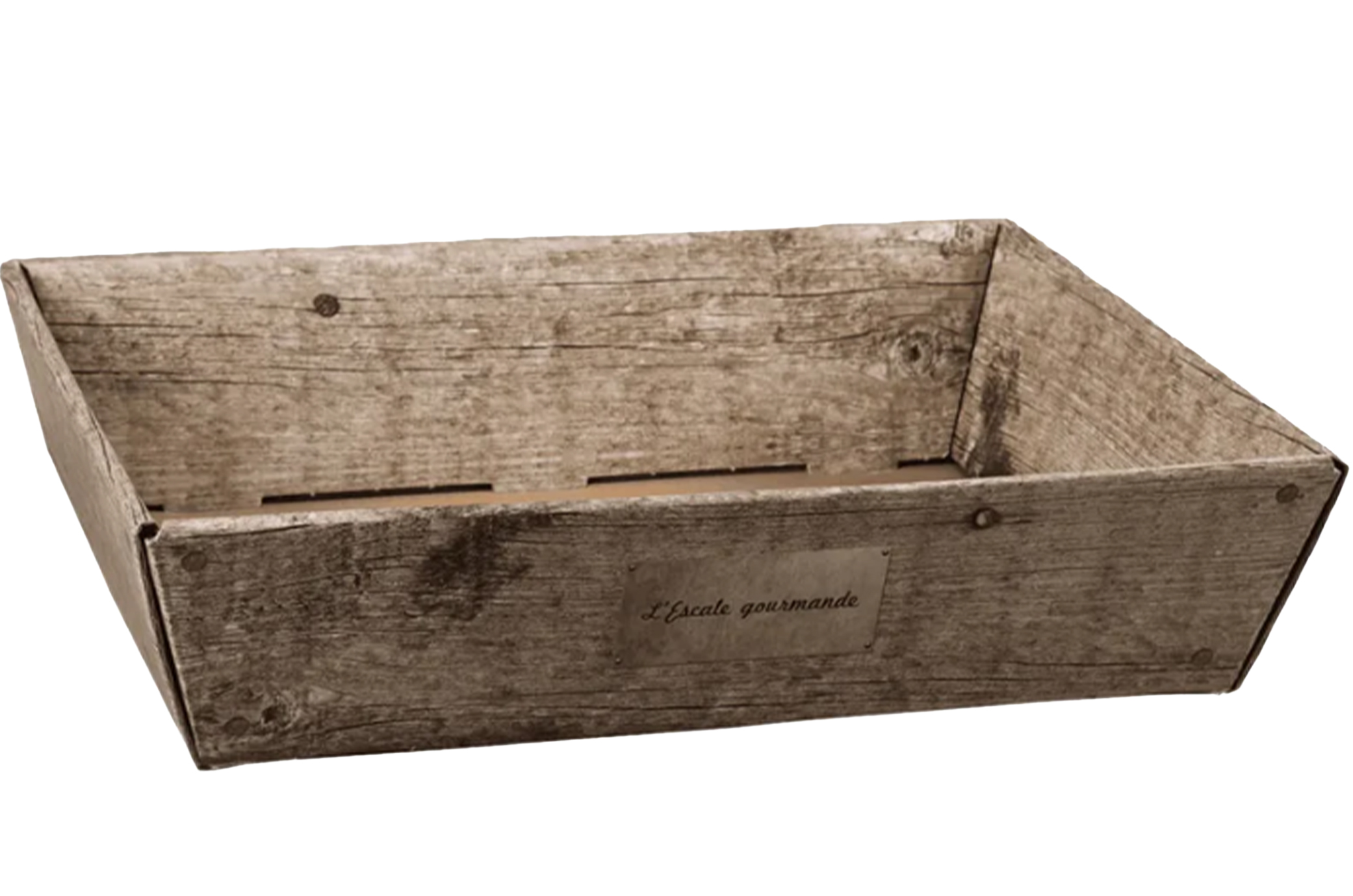 🧺🌿 Corbeille Lorraine – Imitation Bois Grisé 42 x 31 x 10 cm