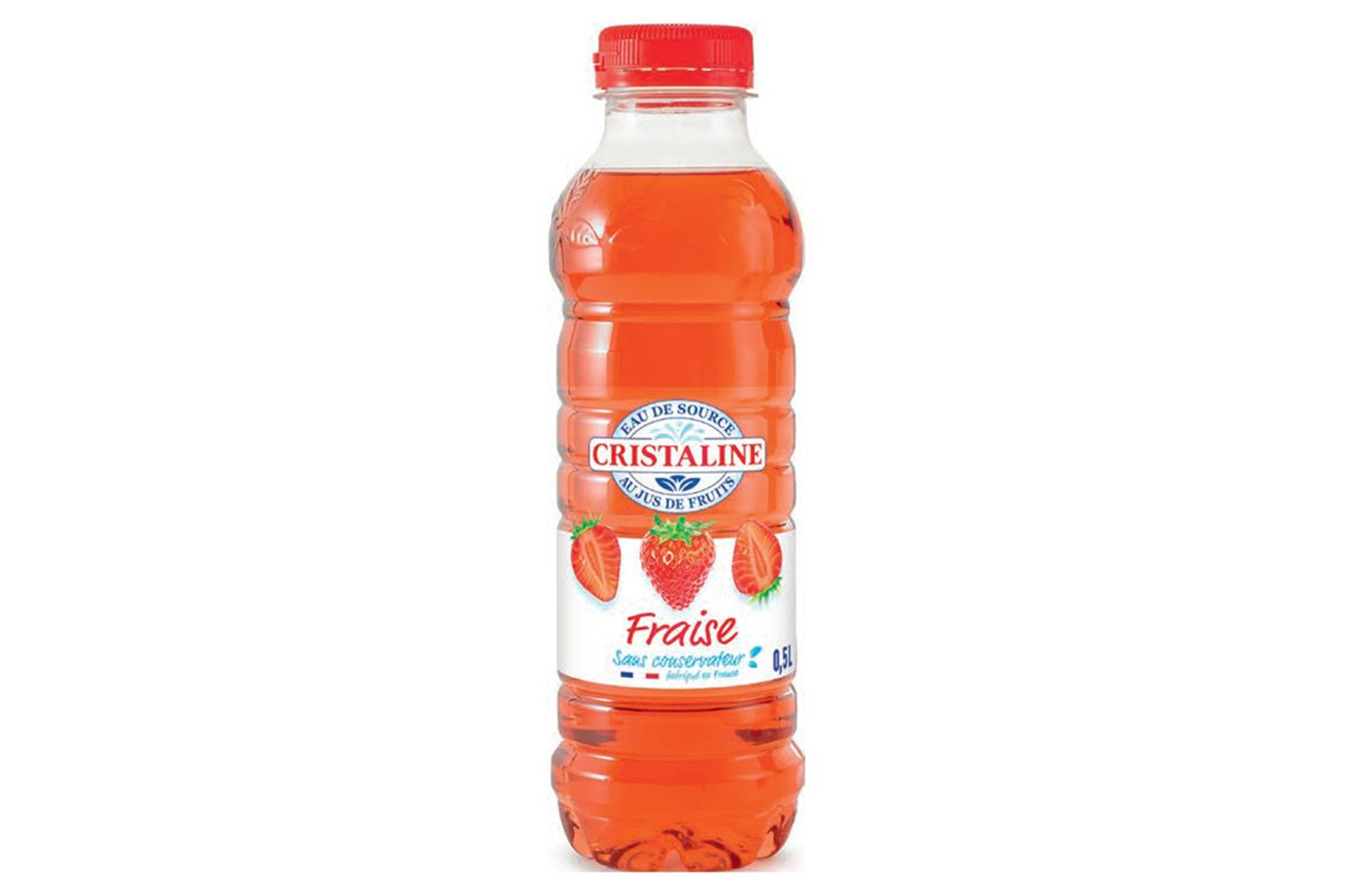 Eau de source plate aromatisée au jus Fraise CRISTALINE 50cl