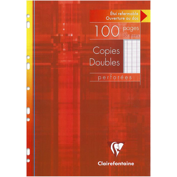 📄 Feuilles Doubles Perforées – A4 21 × 29,7 cm – 100 pages – Grands Carreaux Seyès