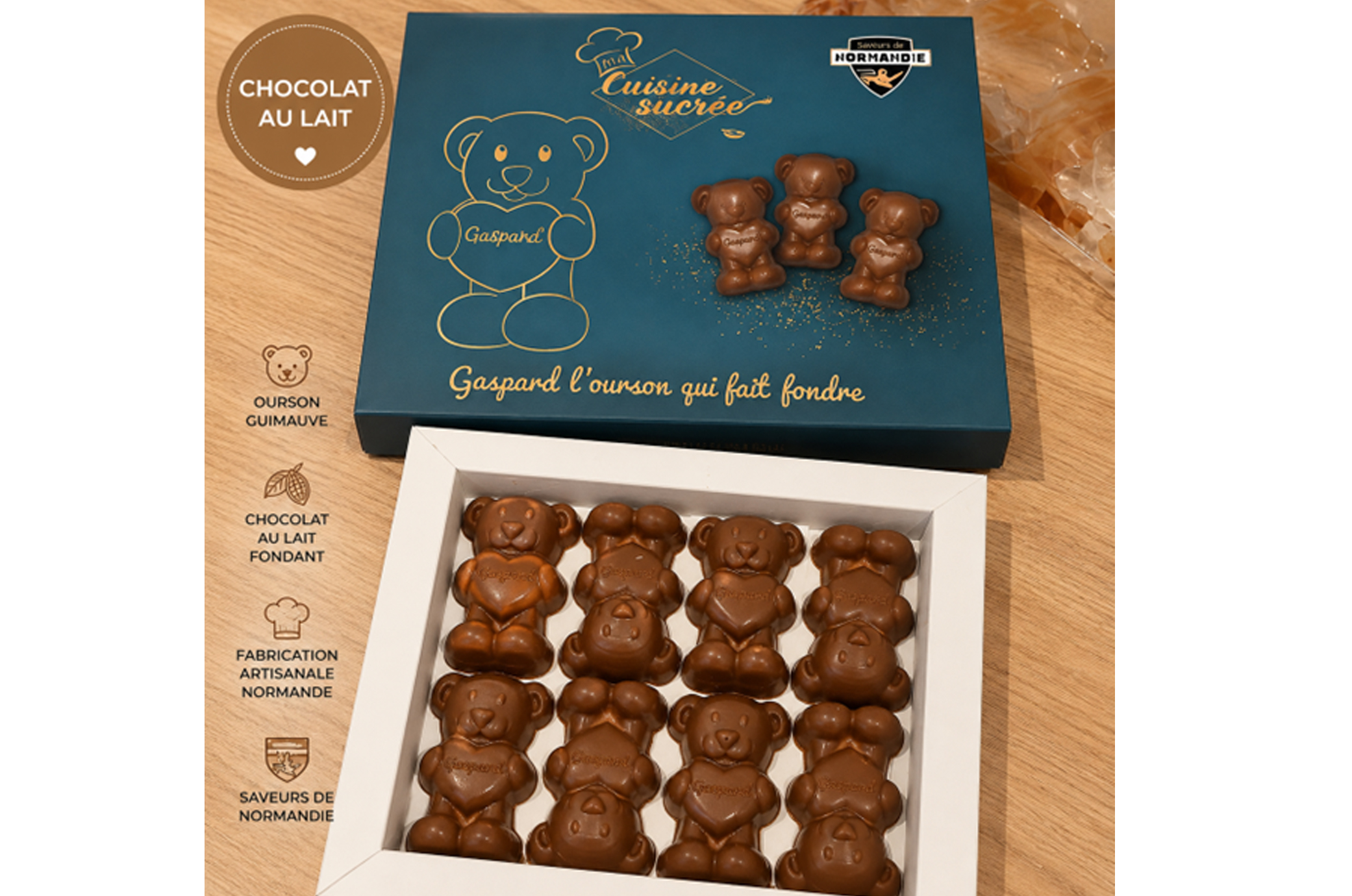 Gaspard l’ourson – Coffret de 8 oursons chocolat et guimauve lait  - CUISINE SUCREE