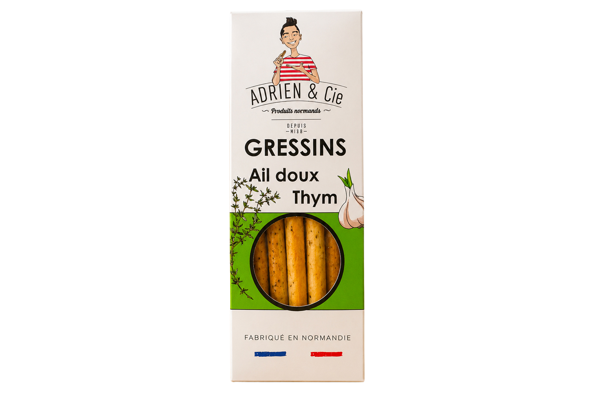 Gressins Ail doux & Thym – 95 g – Adrien & Cie