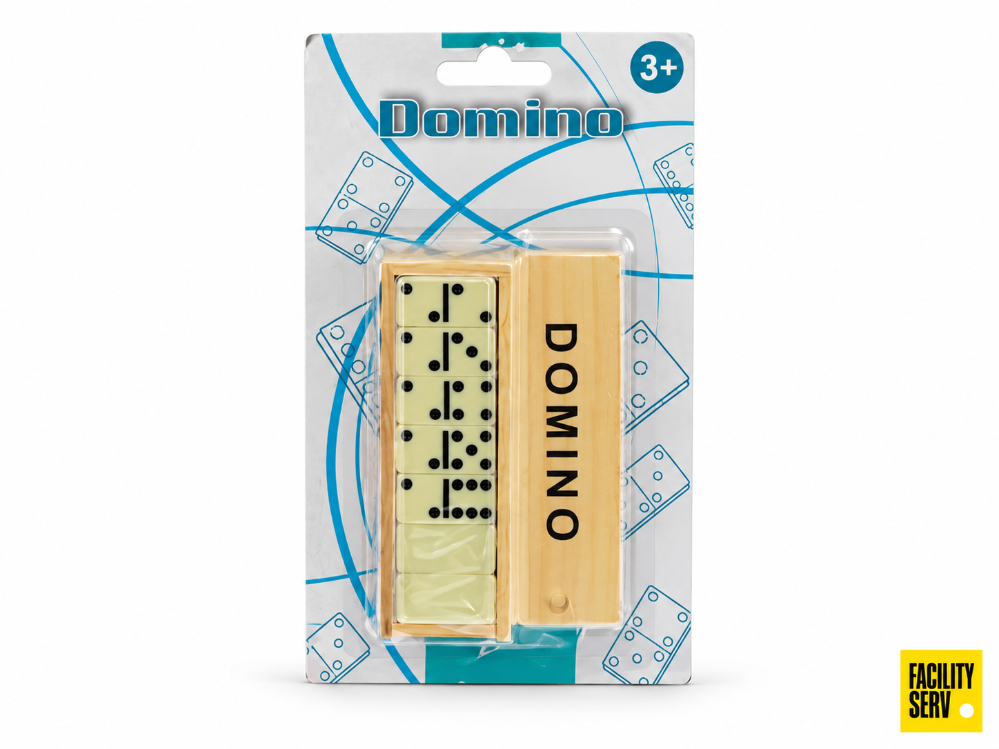 Jeu de dominos — 28 pièces — Plumier en bois