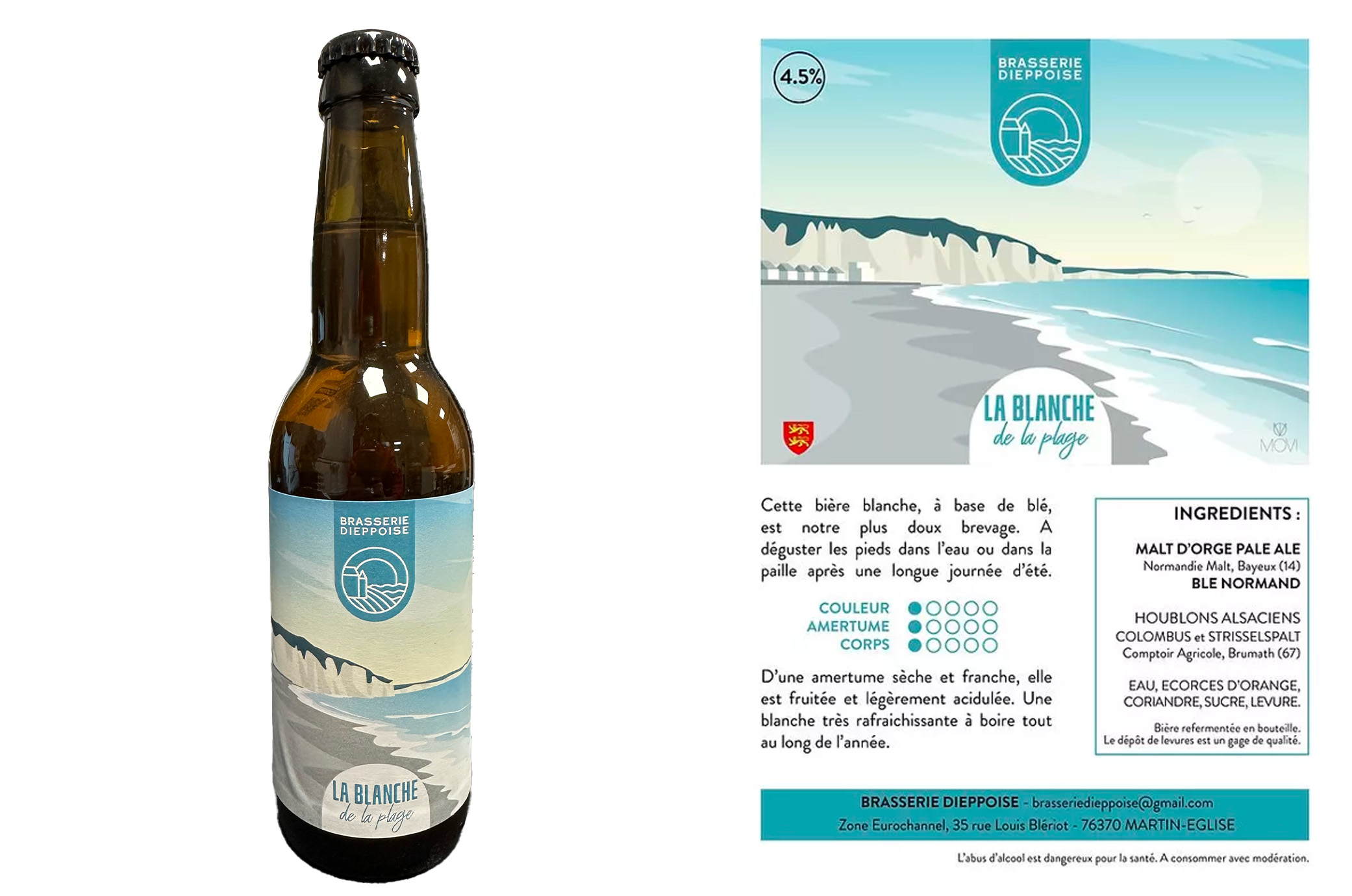 Bière DIEPPOISE La Blanche de la Plage- 4.5 % - 33cl