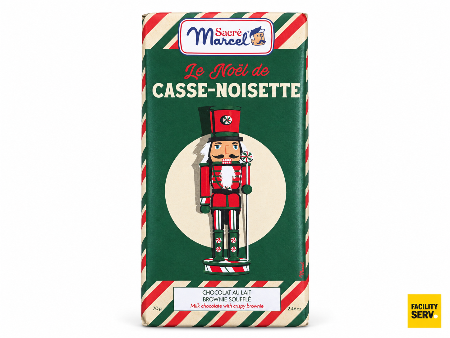 Le Noël de Casse-Noisette – Chocolat au lait, brownie et riz soufflé – Sacré Marcel – 70 g