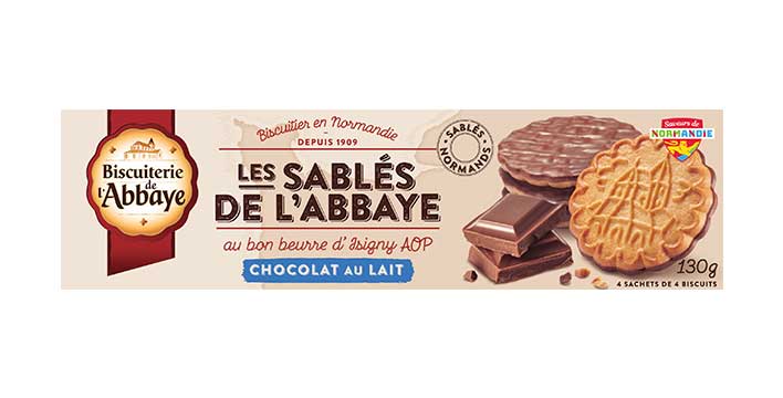 Les Sablés de l’Abbaye Chocolat au Lait – Pur Beurre – 130 g – Biscuiterie de l’Abbaye