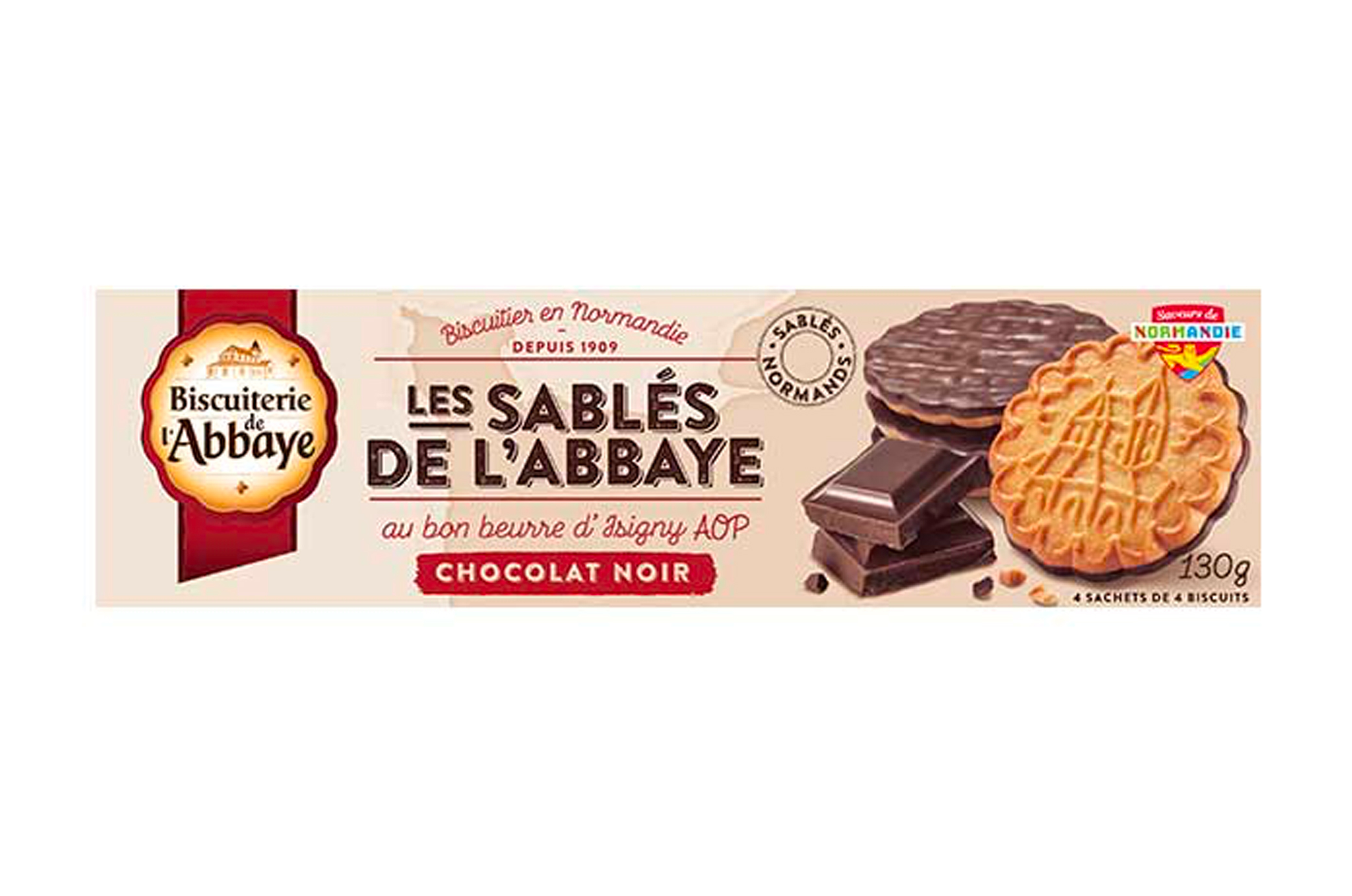 Les Sablés de l’Abbaye Chocolat Noir – Pur Beurre – 130 g – Biscuiterie de l’Abbaye
