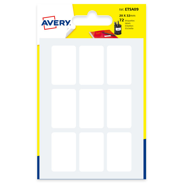 🏷️ Lot de 10 sachets de 72 étiquettes blanches 20 × 32 mm – Avery