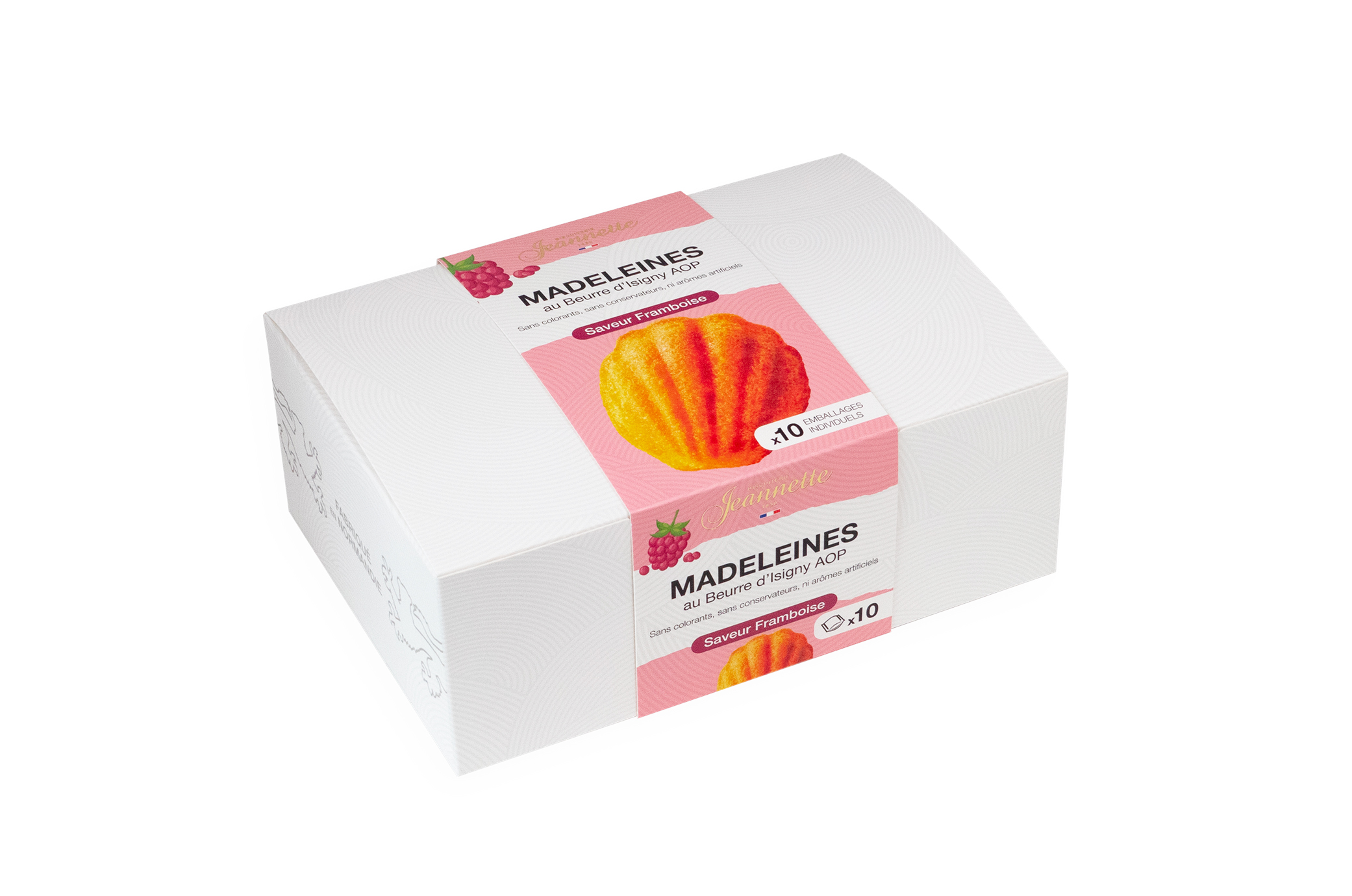 Madeleines Saveur Framboise – Boîte Blanche 250g – Biscuiterie Jeannette