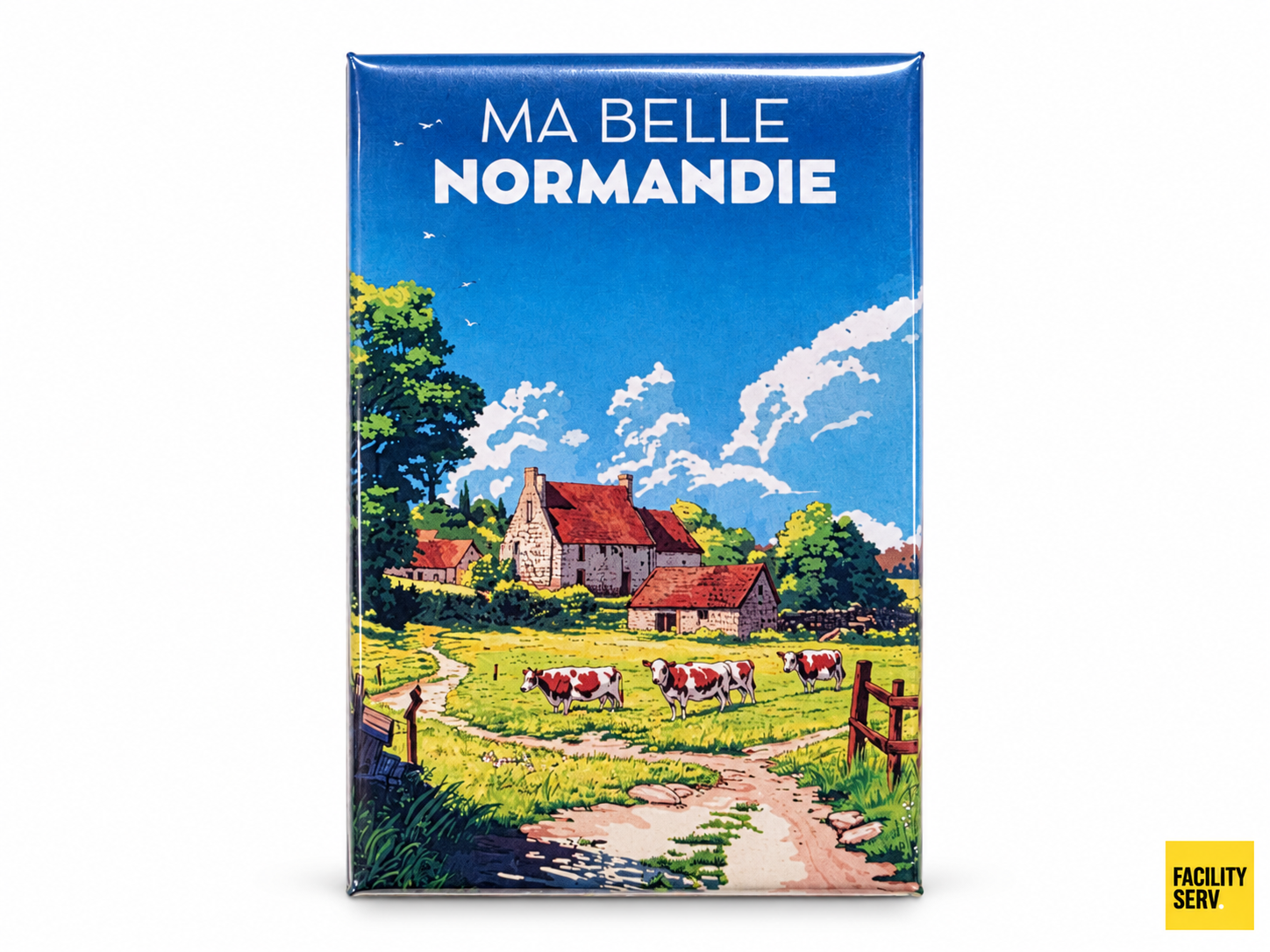 Magnet « Ma belle Normandie » — Paysage de campagne et vaches