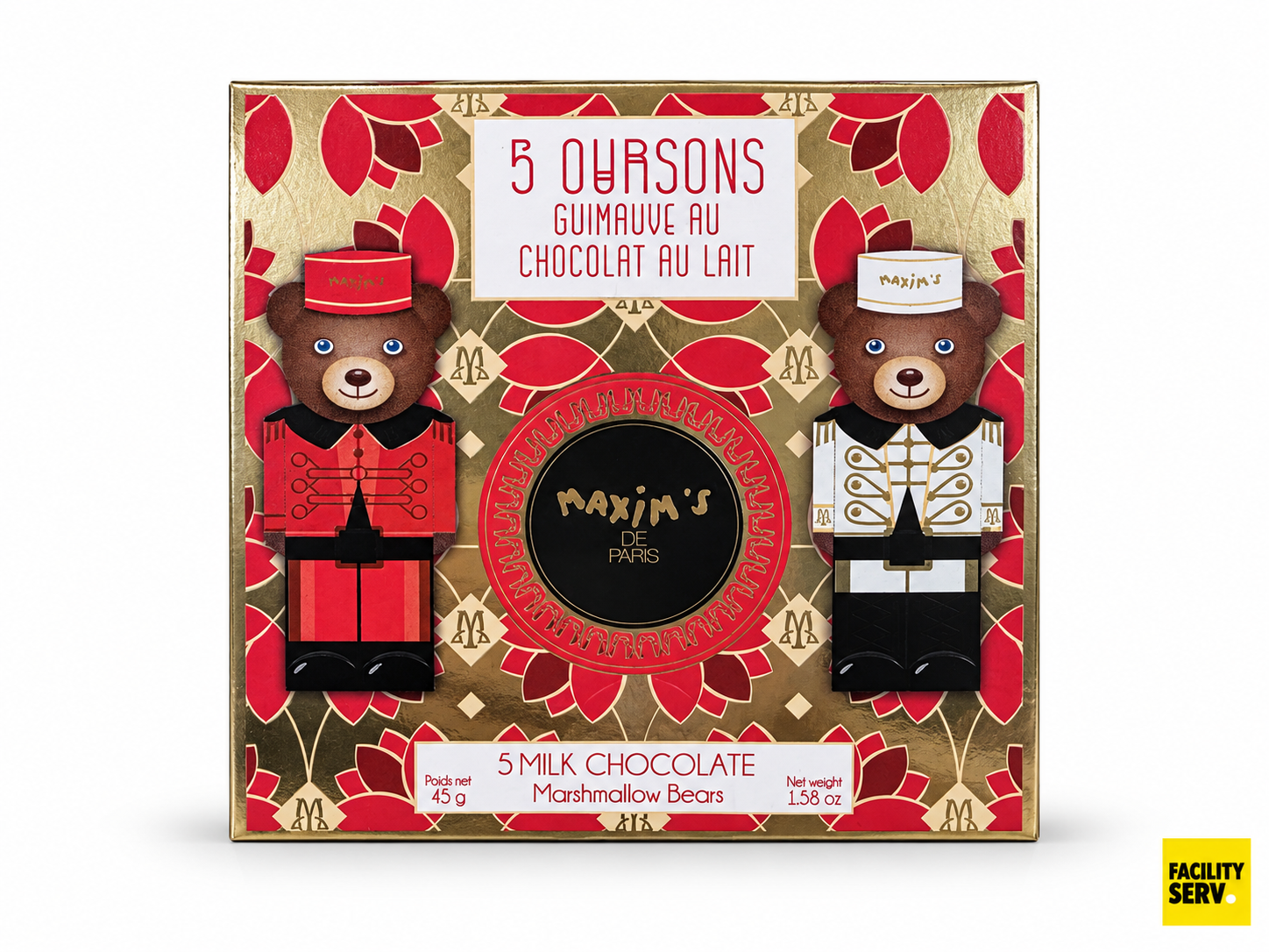Mini ballotin 5 oursons guimauve au chocolat au lait – Maxim’s de Paris – 45 g