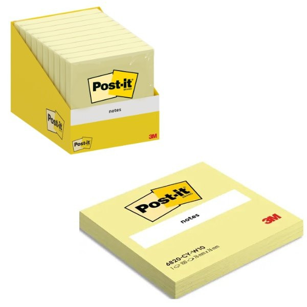 🗒️ Notes adhésives Post-it – Jaune – 76 × 76 mm – 100 feuilles