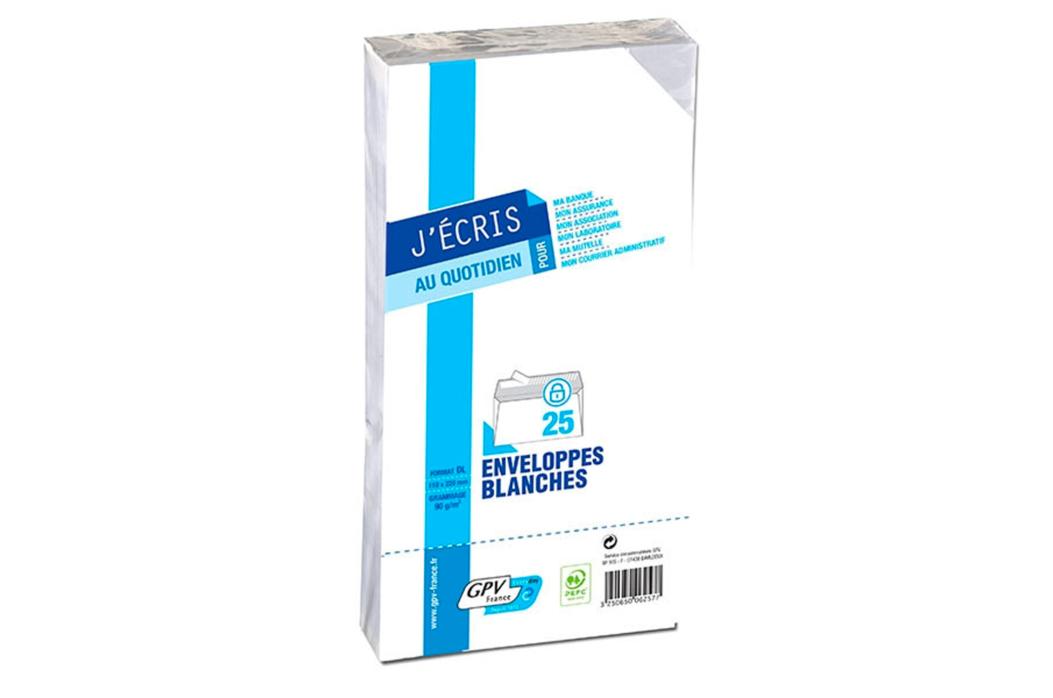 ✉️ Paquet de 25 Enveloppes Blanches DL – 110 × 220 mm – Auto-adhésives